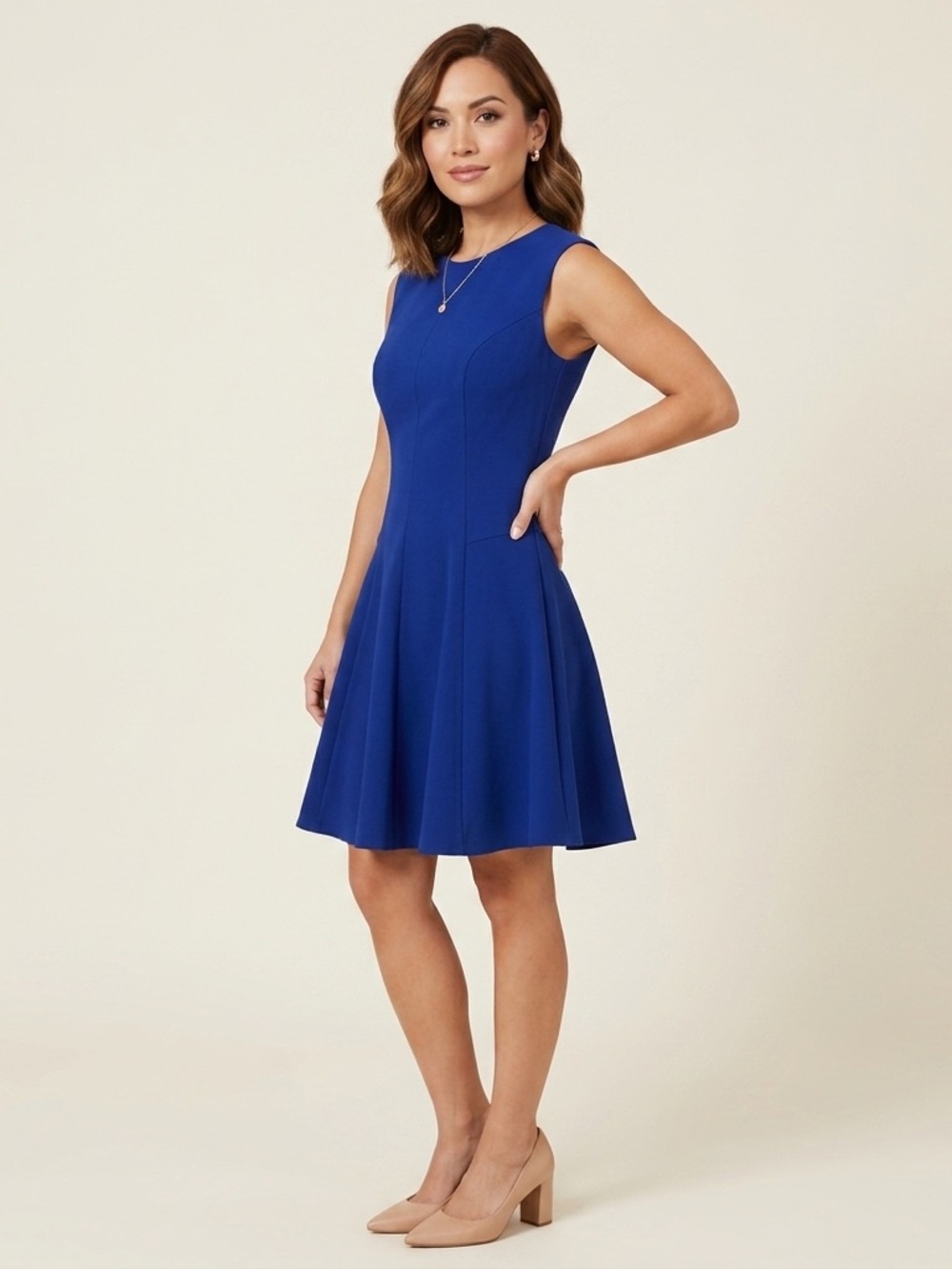 Eliza J Royal Blue Fit & Flare Dress Petite 6P Cocktail Wedding Guest